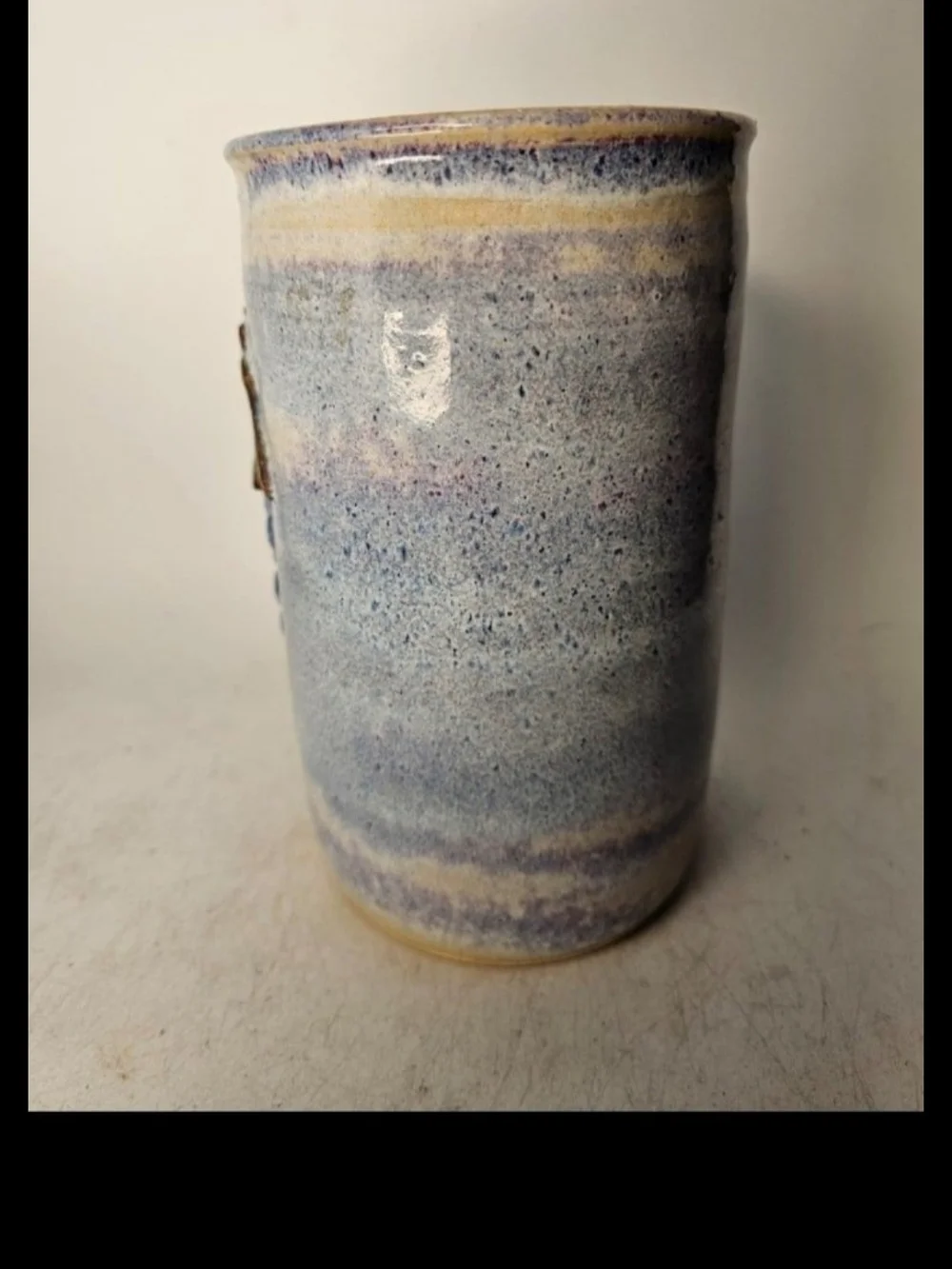 Blue Ceramic Grape Motif Vase, From Sonoma County, Al Podesto